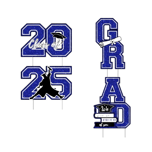 Diconna 2025 Graduation Yard Sign with Stake Letter Pattern Lawn Decorations Waterproof Photo Prop