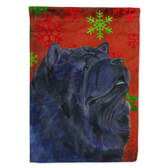 Carolines Treasures SS4708-FLAG-PARENT Chow Chow Red and Green Snowflakes Holiday Christmas Flag  multicolor