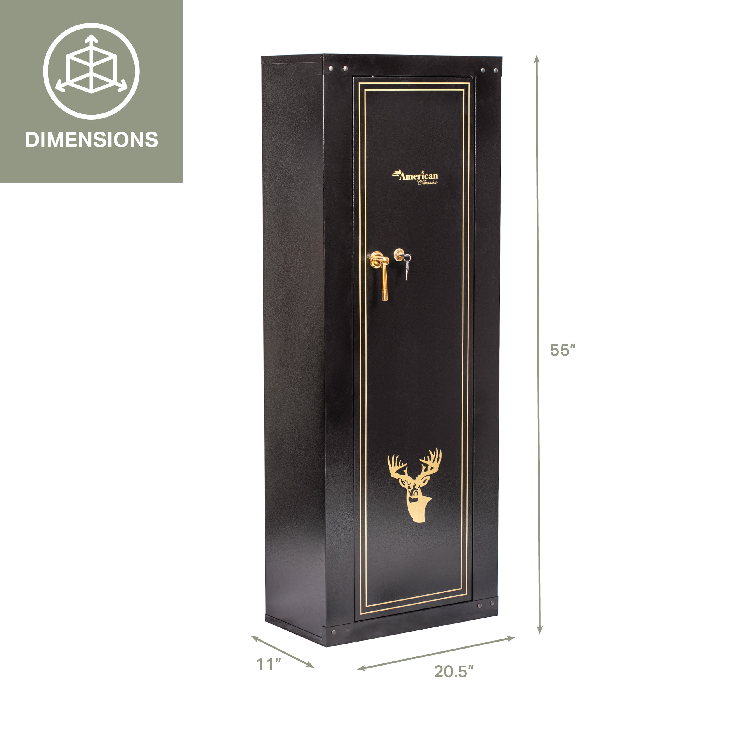 American Furniture Classics Model 910, 10 Gun Safes Metal Cabinet for Long Guns with Key Lock