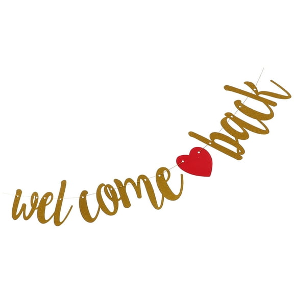 FRCOLOR Back to School Welcome School Banner Welcome Back Banner Gold Paper 1Pcs