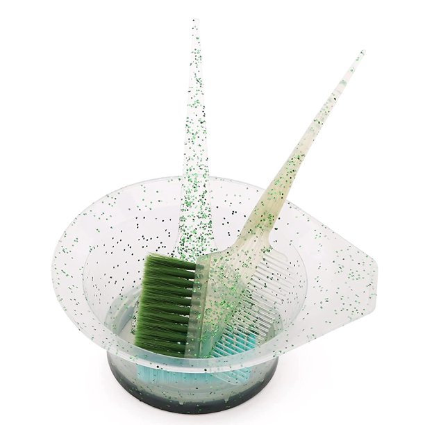 3 Piece Coloring Brush And Bowl Set, Glitter Salon Hair Coloring Set - Color Bowl, Angled Comb And Brush