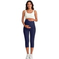 thumbnail image 4 of LJEFF Womens Maternity Capri Leggings with Pokey, Soft Highly Elastic Over Belly Design Abdominal Support Workout & Casual Pants for Womens Navy, 4 of 7
