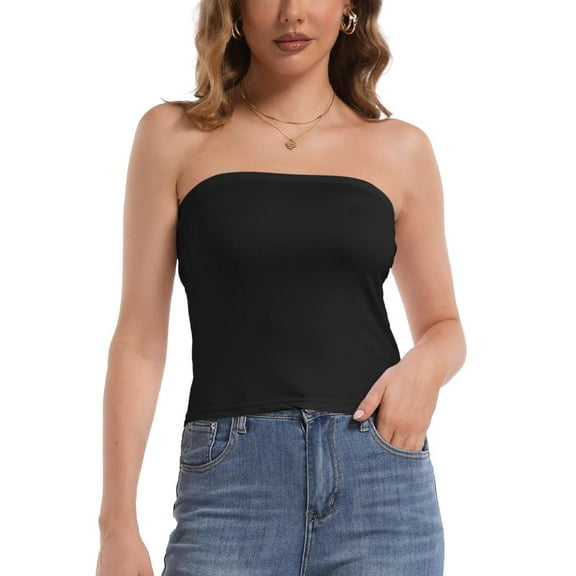 Strapless Crop Tube Tops for Women Solid Color Trendy Sexy Cami Tops
