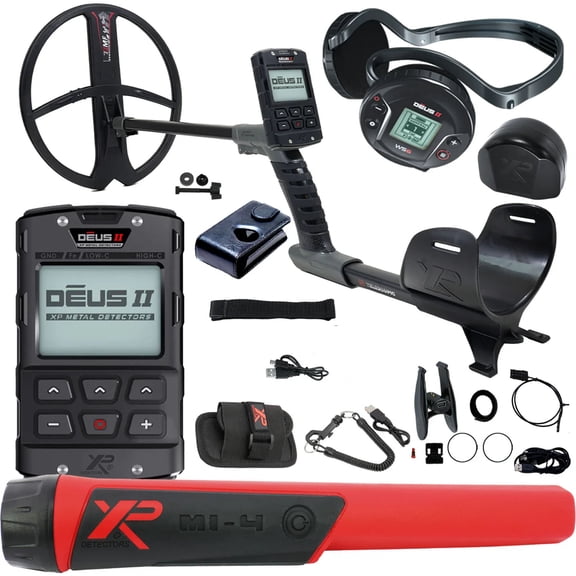 XP DEUS II Fast Multi Frequency RC   WS6 Metal Detector with 13×11″ FMF Search Coil and MI-4 Pinpointer