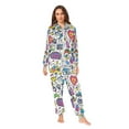 thumbnail image 2 of FORMRS Onesies Pajama for Adults Unisex Hoodie Winter Jumpsuit One Piece Sleepwear, Sizes S-2XL, White Doodle Pattern, 2 of 7