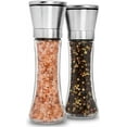 thumbnail image 1 of Salero y pimentero de vidrio de diseño moderno y elegante, molinillos de acero inoxidable cepillado no corrosivo con garantía de por vida, ideal para comidas gourmet y cenas, 1 of 6