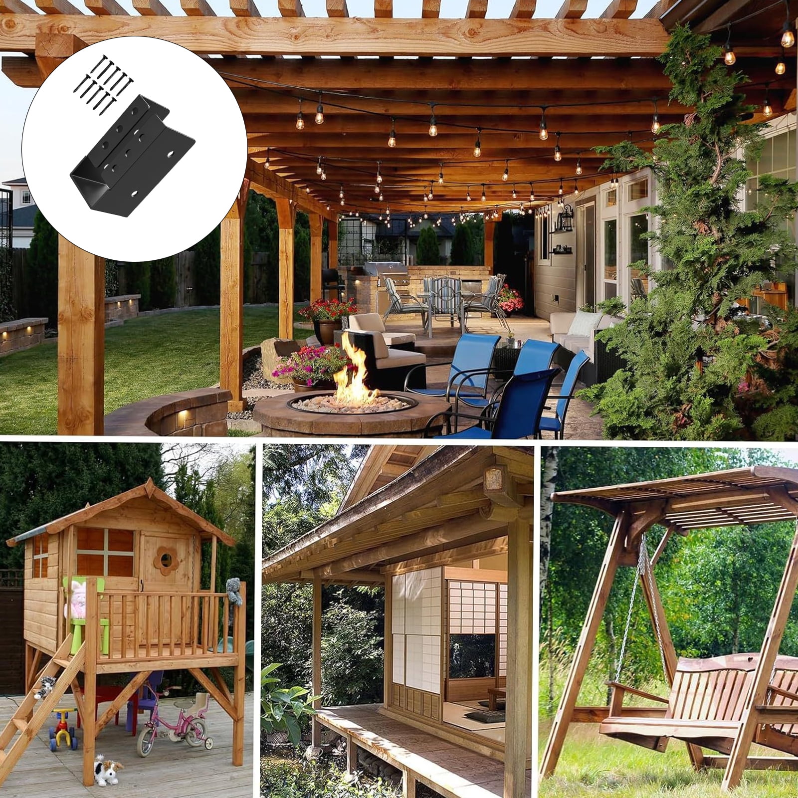 2Pcs Metal Deck Railing Bracket Connector Adjustable Fence Bracket Concealed Support Beam Hanger Flange Enduring