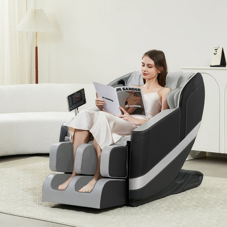ZENART Full Body Massage Chair Recliner with Zero Gravity, Heating, Bluetooth Speaker, Airbags, Foot Roller, for Home Office, Black & Gray