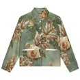 thumbnail image 4 of Jackets for Women Winter Coat Jackets Flannel Stand Collar Jacket(Elegant Gold Roses Floral Design,Size:S-4XL), 4 of 7