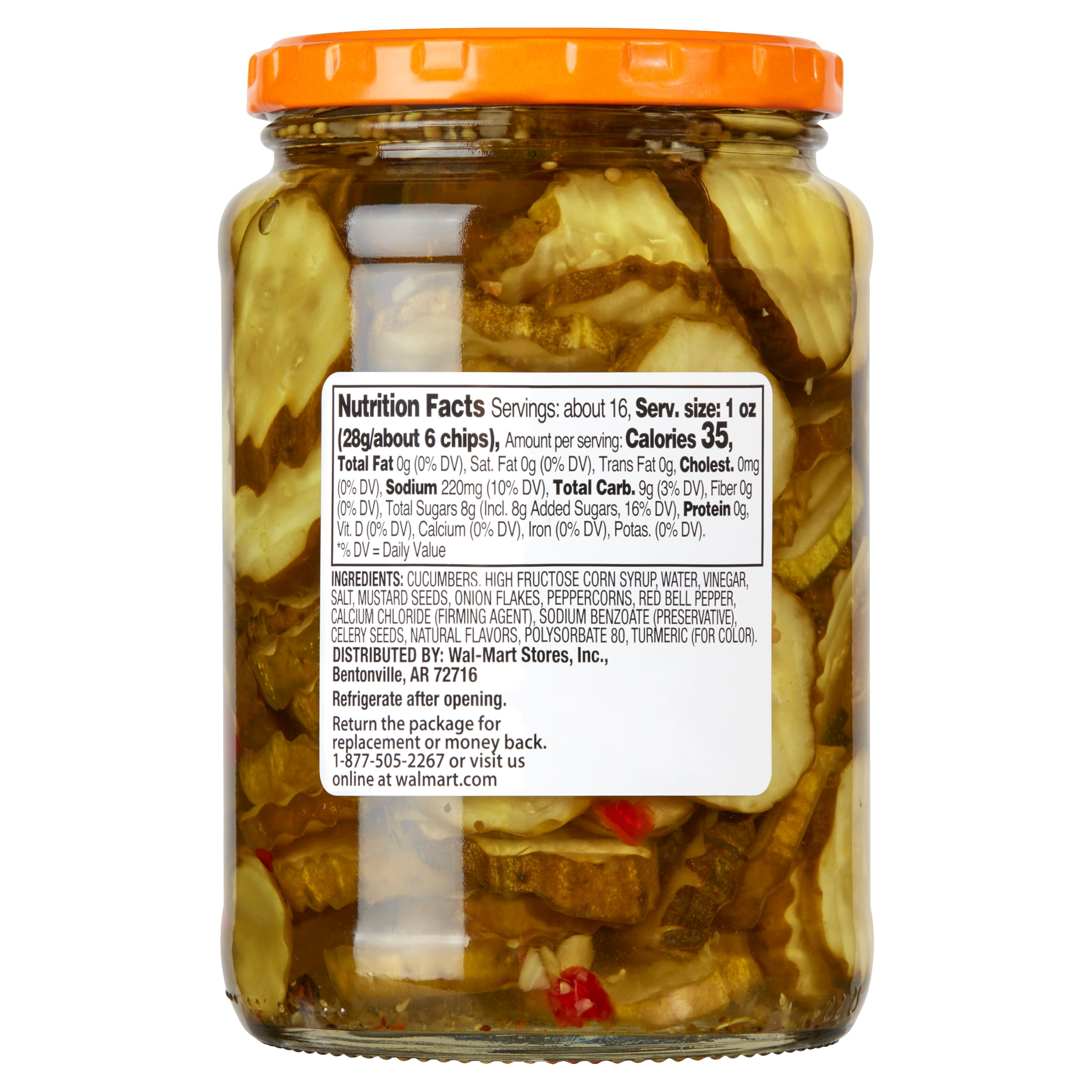 (6 pack) Great Value Zesty Bread & Butter Chips, 24 fl oz