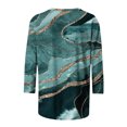 thumbnail image 5 of Camiseta holgada estampada a la moda para mujer, blusa de manga 3/4 de longitud media, Tops informales con cuello redondo Pompotops  FGAJ9221, 5 of 5