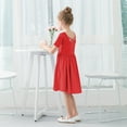 thumbnail image 5 of Stelle Short Sleeve Sundress A-Line Knee Length Flared Swing Cross Back Skater Skirt Midi Dress for girls,Red,3T, 5 of 8