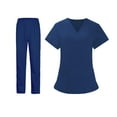 thumbnail image 4 of Women Nurse Uniform,Medical Nurse Scrubs,Breathable Tops And Pants Beauty Salon Ladies Scrubs Set,Clothing , Blue, XXL, 4 of 9