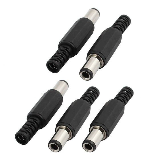 DIY Plastic Cover DC Power Male Jack Connector Black 6.5mm x 3mm 5Pcs