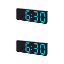 Unique Bargains 2 Pcs Small Digital Alarm Clock for Deep Sleepers Blue
