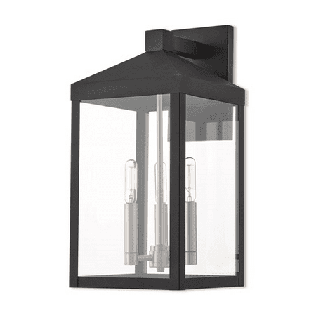 

World of Crystal Houston Wall Sconces 8in Black Solid Brass 3-light