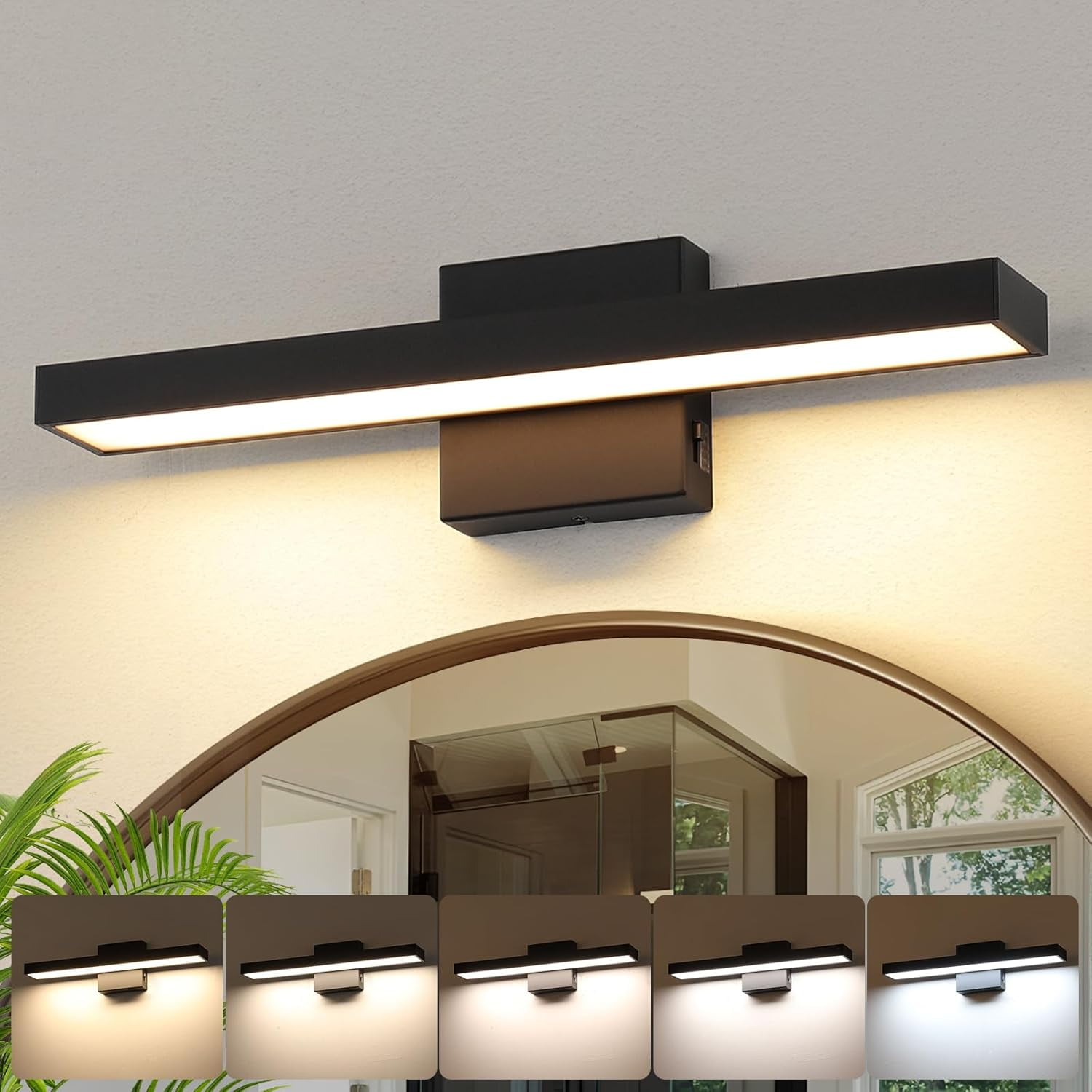 Brushed Nickel Vanity Light for Bathroom 5CCT Dimmable Modern Bathroom Lighting Fixture Over Mirror 16.53 inch Bath Vanity Lights Bar