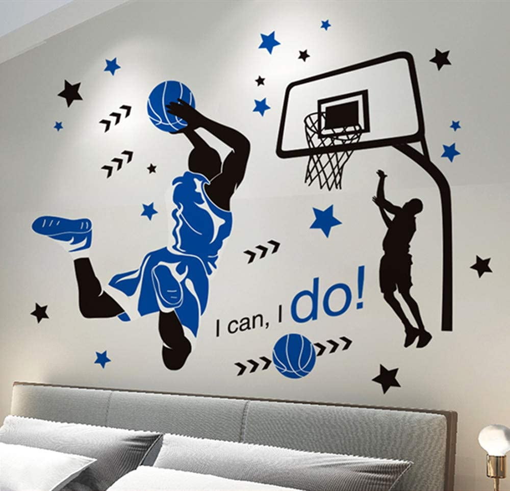 Basketball Players Wall Decals Slam Dunk DIY Wall Stickers for Kids Room Boys Bedroom 5 pcs 
