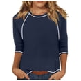 thumbnail image 2 of Riforla Womens Long Sleeve Crew Neck Funny Skeleton Printed Slim Fit Top T Shirt Casual Shirts Tee Blouse T-shirts for Women Navy XL, 2 of 6