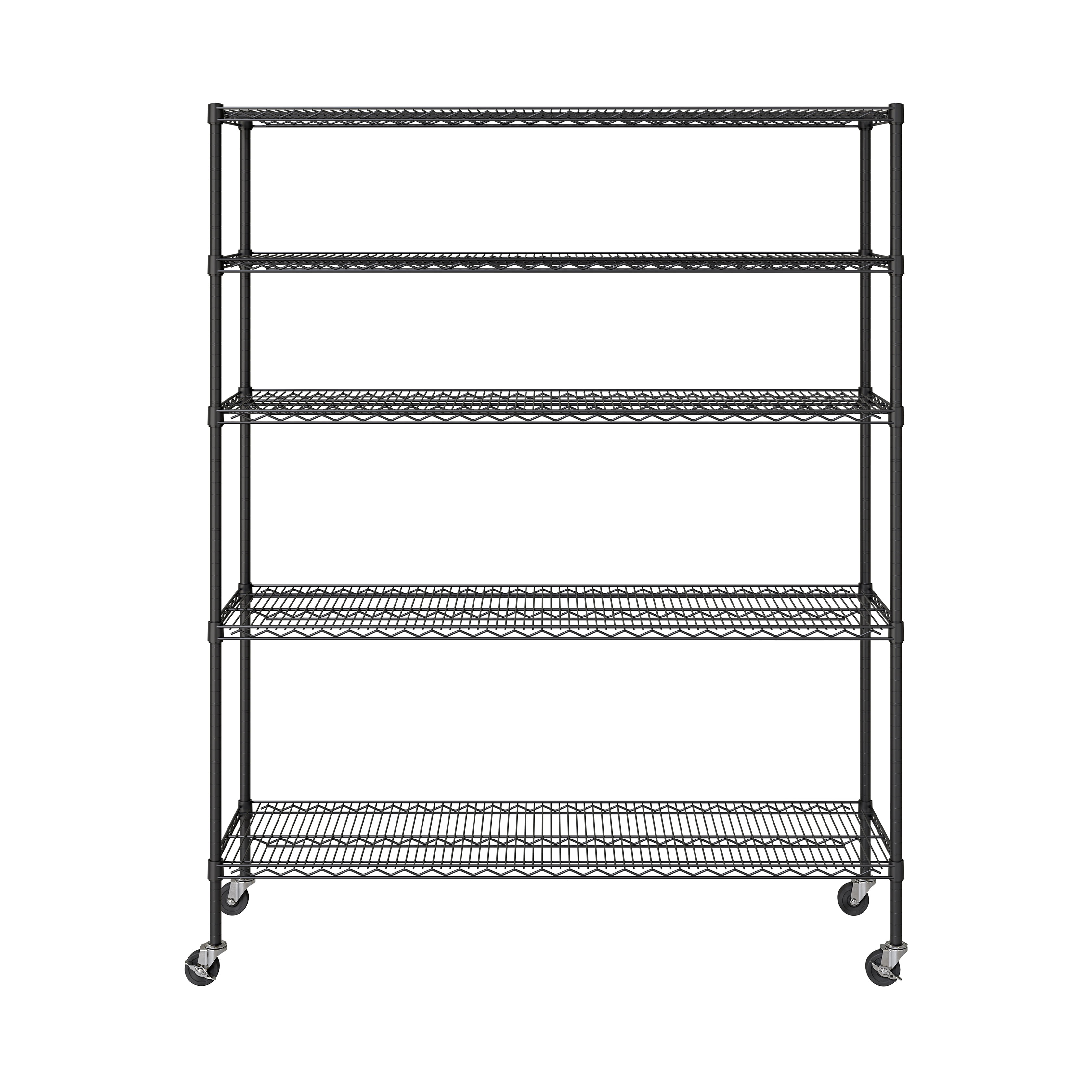 Seville Classics UltraDurable Commercial-Grade 5-Tier NSF-Certified Steel Wire Shelving with Wheels, 60" x 18", Black