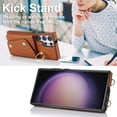 thumbnail image 2 of Crossbody for Samsung Galaxy S24 Ultra Phone Case for Women, Wallet Case with Credit Card Holder Shoulder Strap & Wrist Lanyard Shockproof Purse Back Flip 360 Ring Holder Kickstand Case,Brown, 2 of 9