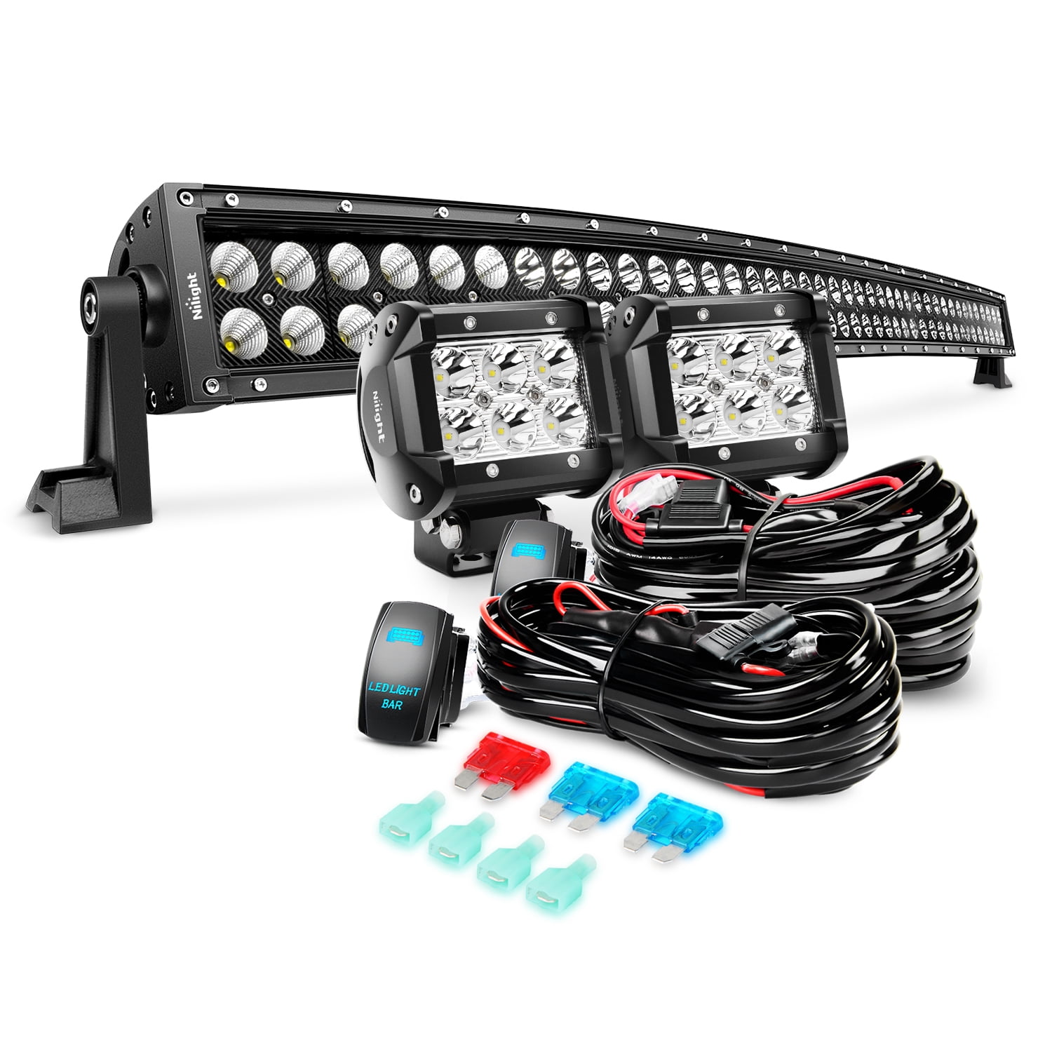 4D 240W 42''inch Curved LED Offroad Light Bar Combo CREE Truck Boat ATV JEEP 44 