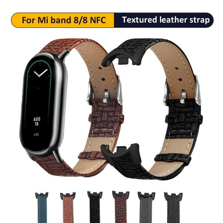 Strap For Xiaomi Mi Band 8/8 NFC Bracelet Genuine Leather Wristband Sport Replacement Blet Metal Interface Smart Accessories