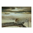 thumbnail image 1 of Safari Cutting Board, Leopard Resting Dramatic Cloudy Sky Safari Wild Cats Nature Picture, Decorative Tempered Glass Cutting and Serving Board, Small Size, Beige and Brown, by Ambesonne, 1 of 1