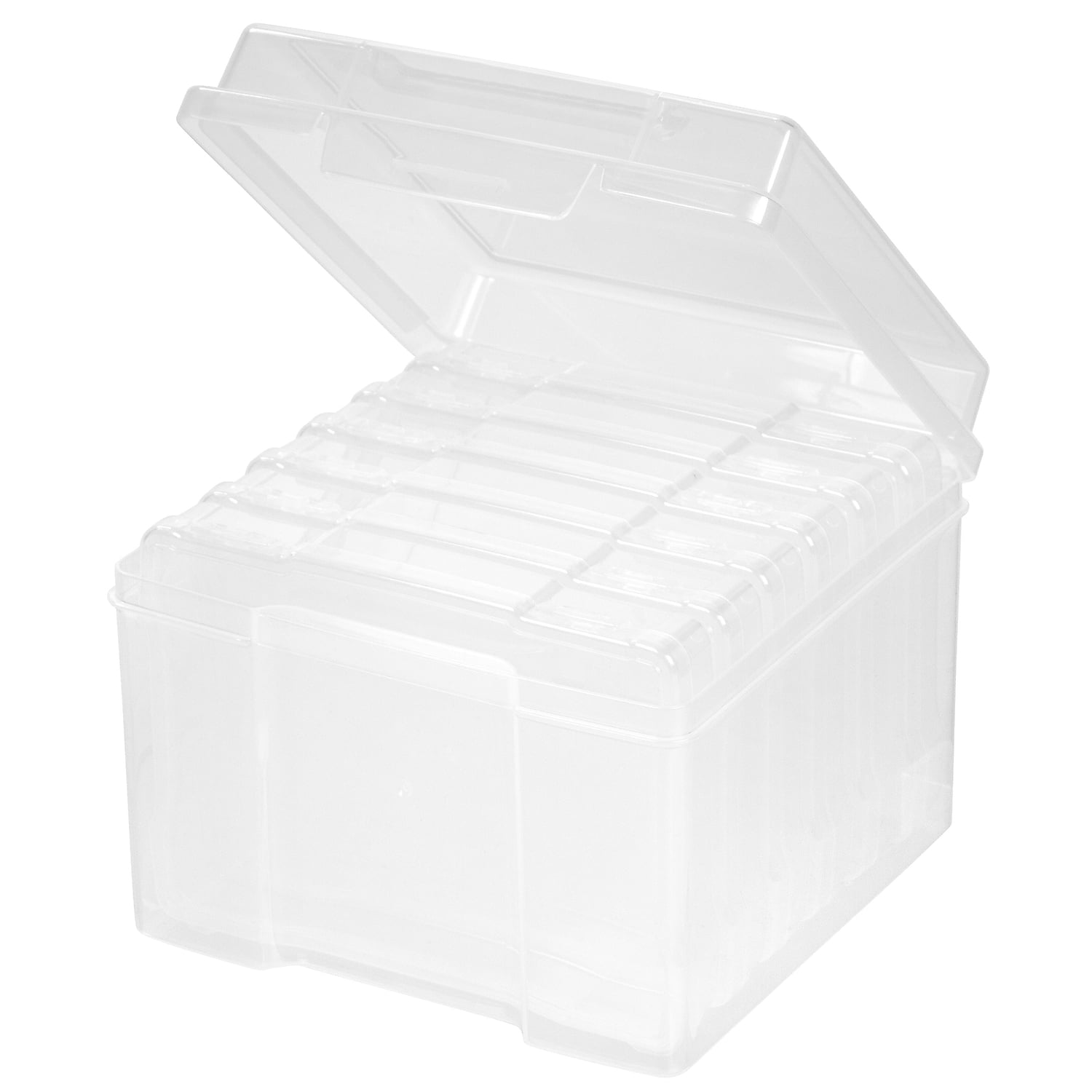 IRIS 5" x 7" Photo Storage Box with 6 cases, Craft Organizers and Storage Cases for Pictures, Cards, Clear