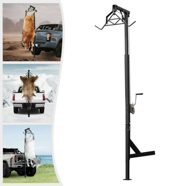 Miumaeov Hitch Mounted Deer Hoist Truck Hitch Deer Hoist with Winch Lift Gambrel Set Adjustable Height 360 Degrees Swivel