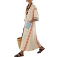 thumbnail image 4 of HBGVBA Women's Casual Maxi Dress,Plus Size Short Sleeve Dresses,Striped Print V-Neck Loose Pocket Long Maxi Dress, 4 of 5