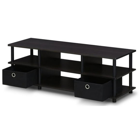 Pemberly Row Wood TV Entertainment Center for TV up to 43" in Espresso/Black