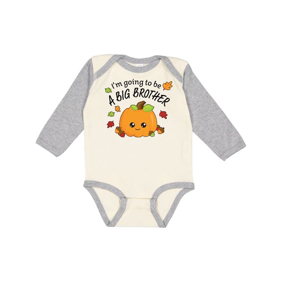 Inktastic I'm Going to Be a Big Brother- Cute Halloween Pumpkin Boys Long Sleeve Baby Bodysuit