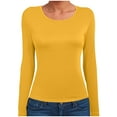thumbnail image 4 of larppty Cotton Long Sleeve Tee Shirts for Women Slim Fit Tshirts Basic Tops Tight Crewneck Layering Undershirts (Yellow, XXL), 4 of 6