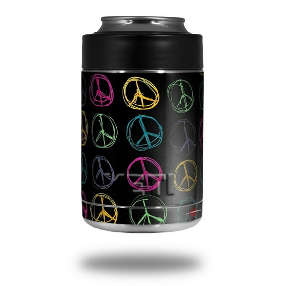 Skin Decal Wrap for Yeti Colster, Ozark Trail and RTIC Can Coolers - Kearas Peace Signs Black (COOLER NOT INCLUDED) by WraptorSkinz