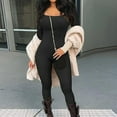 thumbnail image 2 of Scacto Women's One-piece Suit, Fitness Jumpsuit Workout Long Sleeve Square Collar Clothing Slim Long Sleeve Hip-lifting Jumpsuit for Vacation, 2 of 5