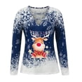 thumbnail image 4 of Camisas Navideñas Para Mujer Tops de Manga Larga Con Cuello en V Blusa Regular Estampada Odeerbi ODB198355, 4 of 6