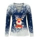 thumbnail image 4 of Pntutb Camisas para mujer Blusa de manga larga con estampado de cuello en V de Navidad Blusa regular estampada Pntutb Pntutb-964, 4 of 6