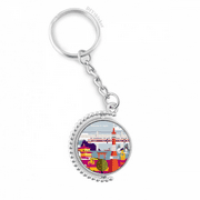 Local Japanese Famous Sightseeing Rotatable Keyholder Ring Disc Accessories Chain Clip