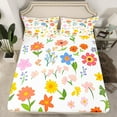thumbnail image 2 of Feelyou Cartoon Orange Flower Full Size Sheets for Teen, Rustic Groovy Daisy Bed Sheets, Spring Floral Sheet Sets, Ultra Soft Bedroom Decor, 4 Pieces, 2 of 7