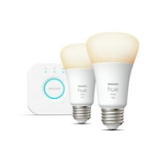 Philips Hue White A19 Bluetooth 75W Smart LED Starter Kit, White