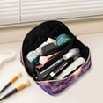 thumbnail image 2 of FORMRS Makeup Bag Travel Cosmetic Organizer for Women Fold Flat Zipper Pouch with Handle, Night Purple Road, 2 of 8