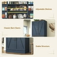 thumbnail image 2 of 71" Tall Farmhouse Kitchen Pantry with 12 Side Shelves & Adjustable Shelves, 5 Layers Pantry Storage Cabinet w/Load-Bearing Steel Pipe & 4 Barn Doors for Kitchen, Dining Room, Living Room, Blue, 2 of 7