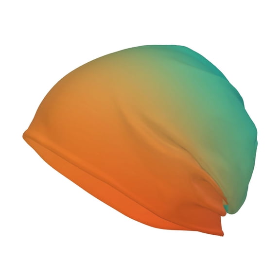 KLL Orange To Teal Gradient1 Winter Fall Beanie Knit Hats for Men & Women - Warm & Soft Stylish Toboggan Caps for Cold Weather