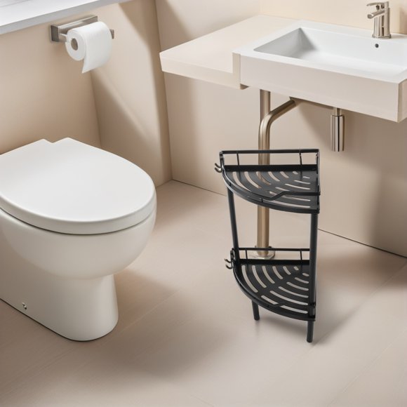 CRAFTHROU Estante De Pared Para Negro De Metal Mate Con Almacenamiento Eficiente En Esquinas Pequeñas