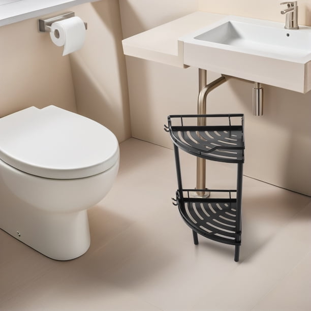 CRAFTHROU Estante De Pared Para Negro De Metal Mate Con Almacenamiento Eficiente En Esquinas Pequeñas