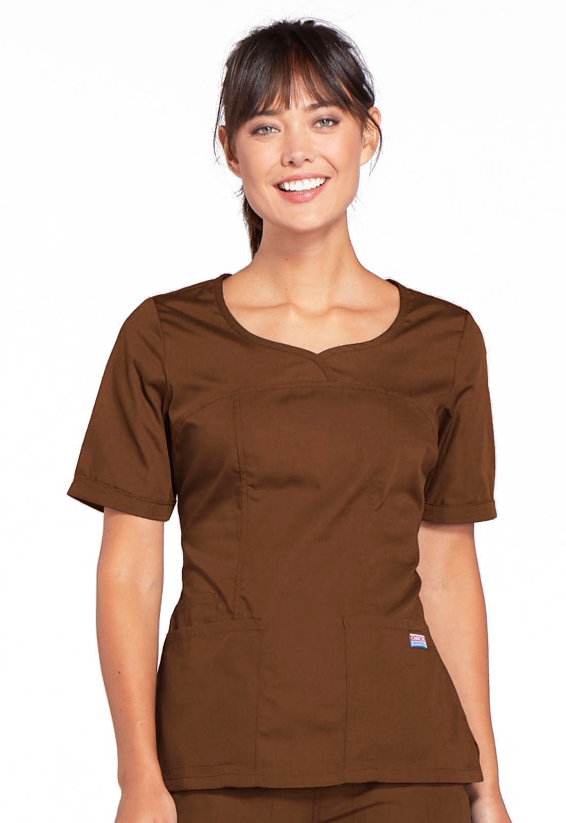 Workwear Originals Women Medical Scrubs Top VNeck 4746, M, Chocolate
