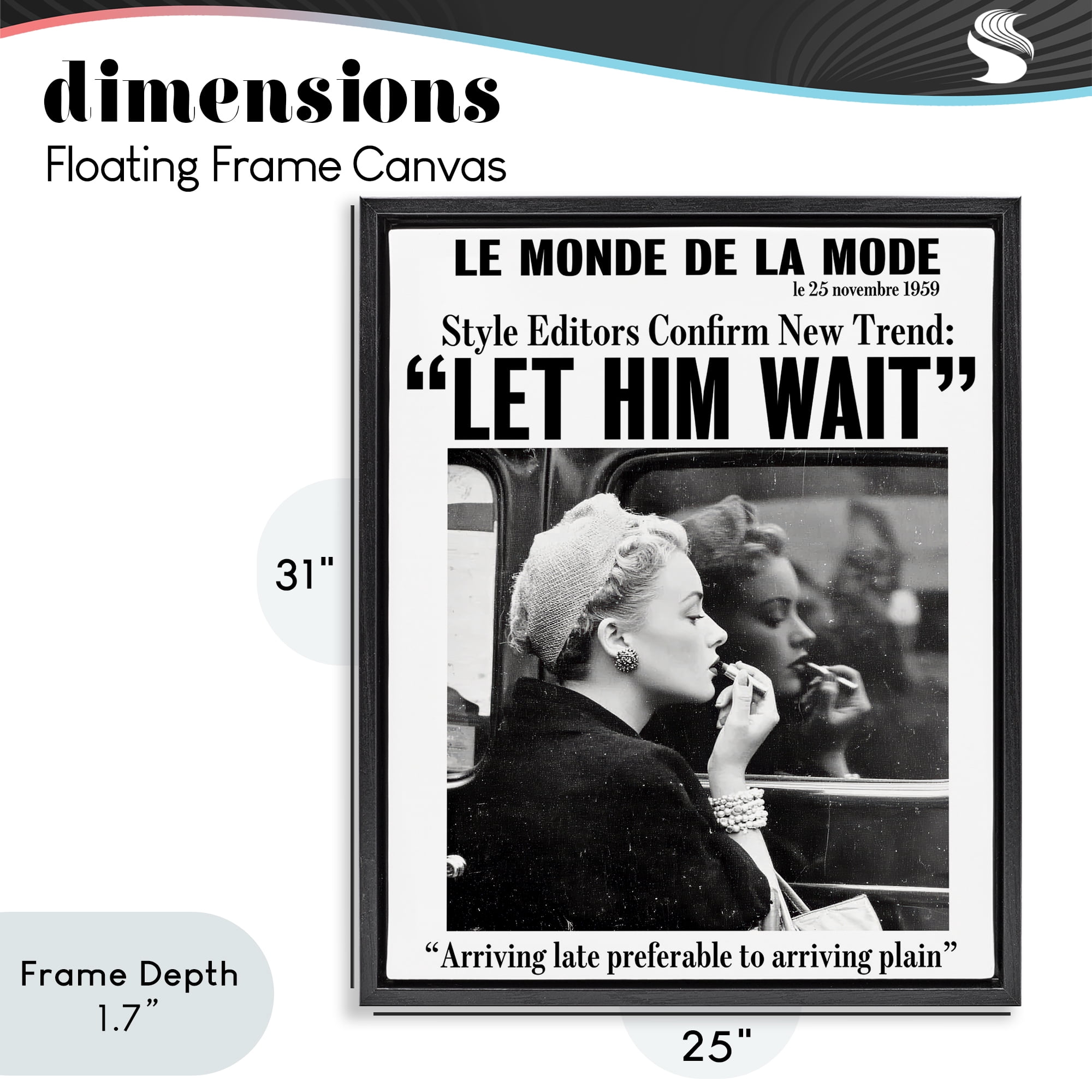 Stupell Industries Let Him Wait Advice Black Framed Floater Canvas Wall Art, design by Annabelle Hall