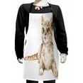 thumbnail image 1 of Cat Kids Apron, Realistic Portrait of a Lying Ginger Kitten with Big Eyes Drawn by Hand, Boys Girls Apron Bib with Adjustable Ties for Cooking Baking Painting, Multicolor, by Ambesonne, 1 of 2