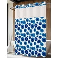 thumbnail image 2 of No Hook Shower Curtain with Snap-in Liner, Blue Polka Dots Waterproof Fabric Bathroom Curtains, Watercolor Modern Abstract Geometric Bath Curtains & Mesh Top Window 72"x96" Extra Long, 2 of 9